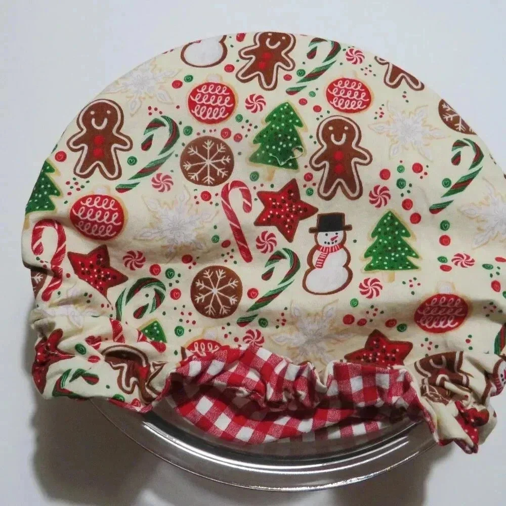 Kitchenaid Bowl Cover, Reversible Christmas Cookies and Red Gingham